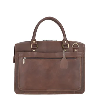 Vintage Vibe Brown Laptop Leather Bag 1
